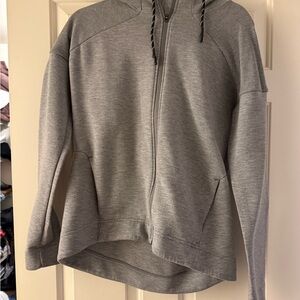Sweaty Betty Light Gray Zip-Up Hoodie with Hood